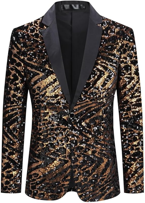 Cloudstyle Mens One Button Sequin Dress Suit Jacket Party Festival Tuxedo Sport Coat - TrendyLookz