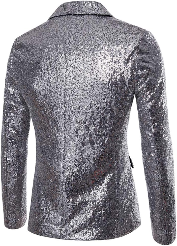Cloudstyle Mens One Button Sequin Dress Suit Jacket Party Festival Tuxedo Sport Coat - TrendyLookz
