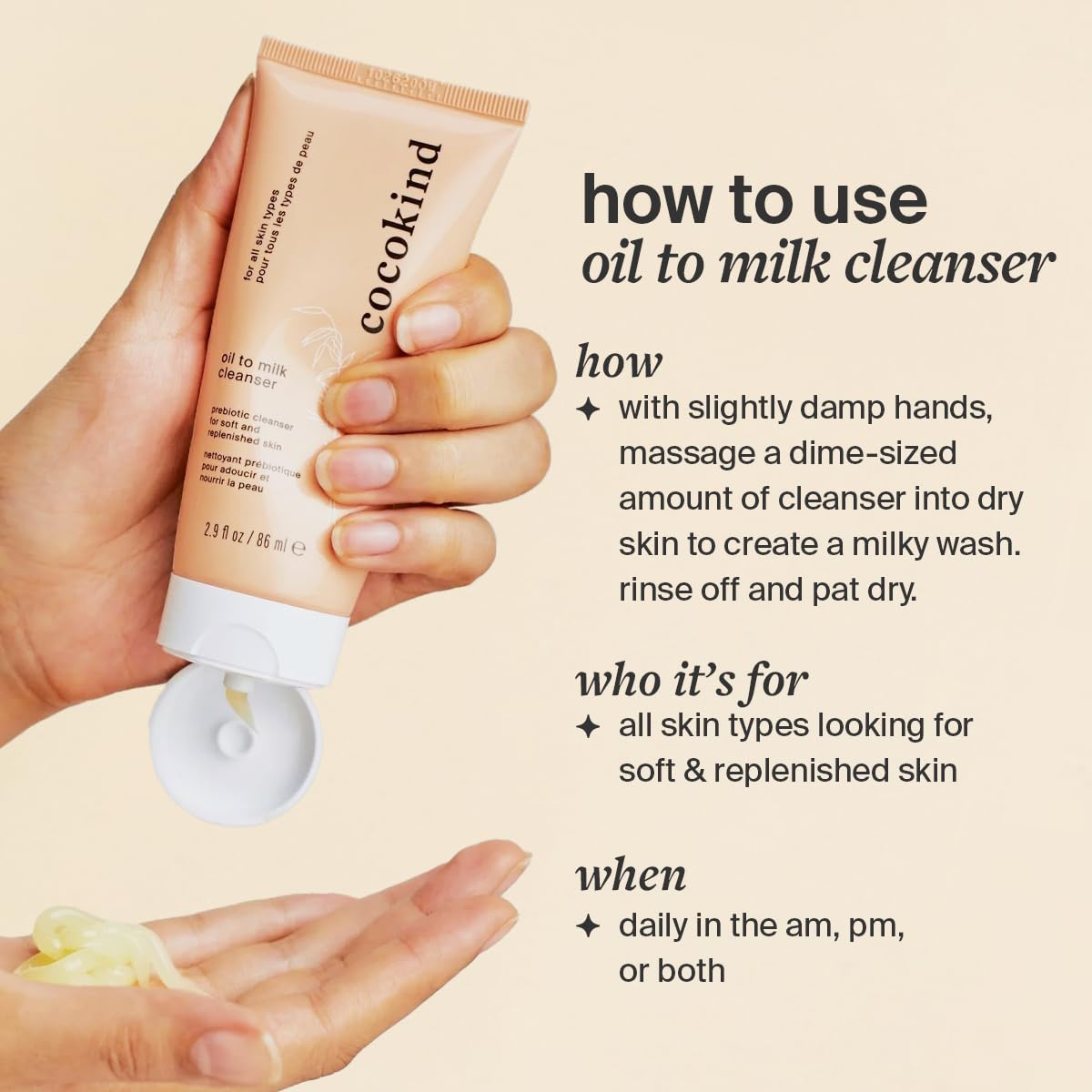 Cocokind Oil to Milk Face Wash, Oil Based Cleanser and Oil Makeup Remover - Cleansing Oil, Cleansing Milk and Cream Cleanser for Face - TrendyLookz