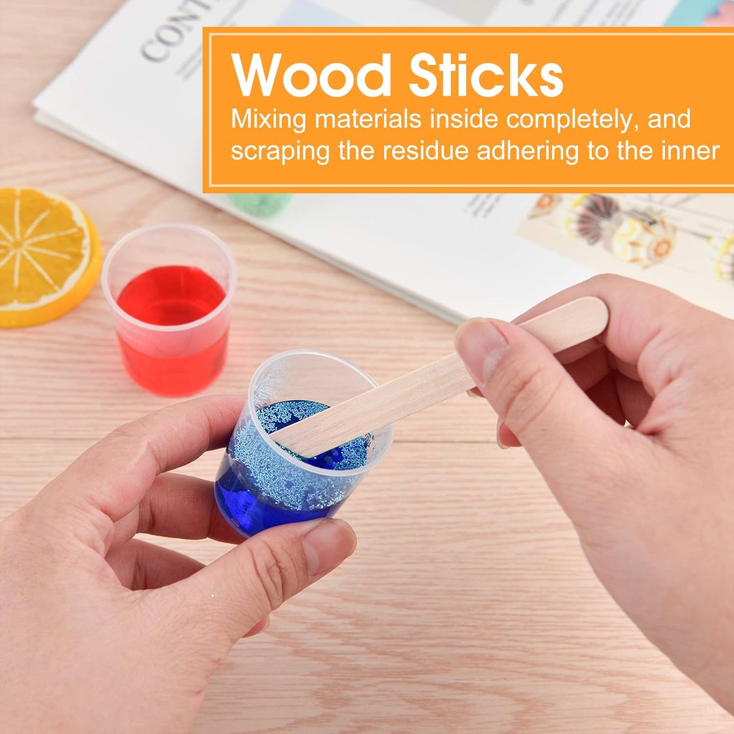 Coopay 50 Pack 60ml/2oz and 30ml/1oz Plastic Graduated Cups Transparent Scale Clear Epoxy Mixing Cup with 50 Pack Wooden Stirring Sticks for Resin, Epoxy, Stain, Mixing Paint - TrendyLookz