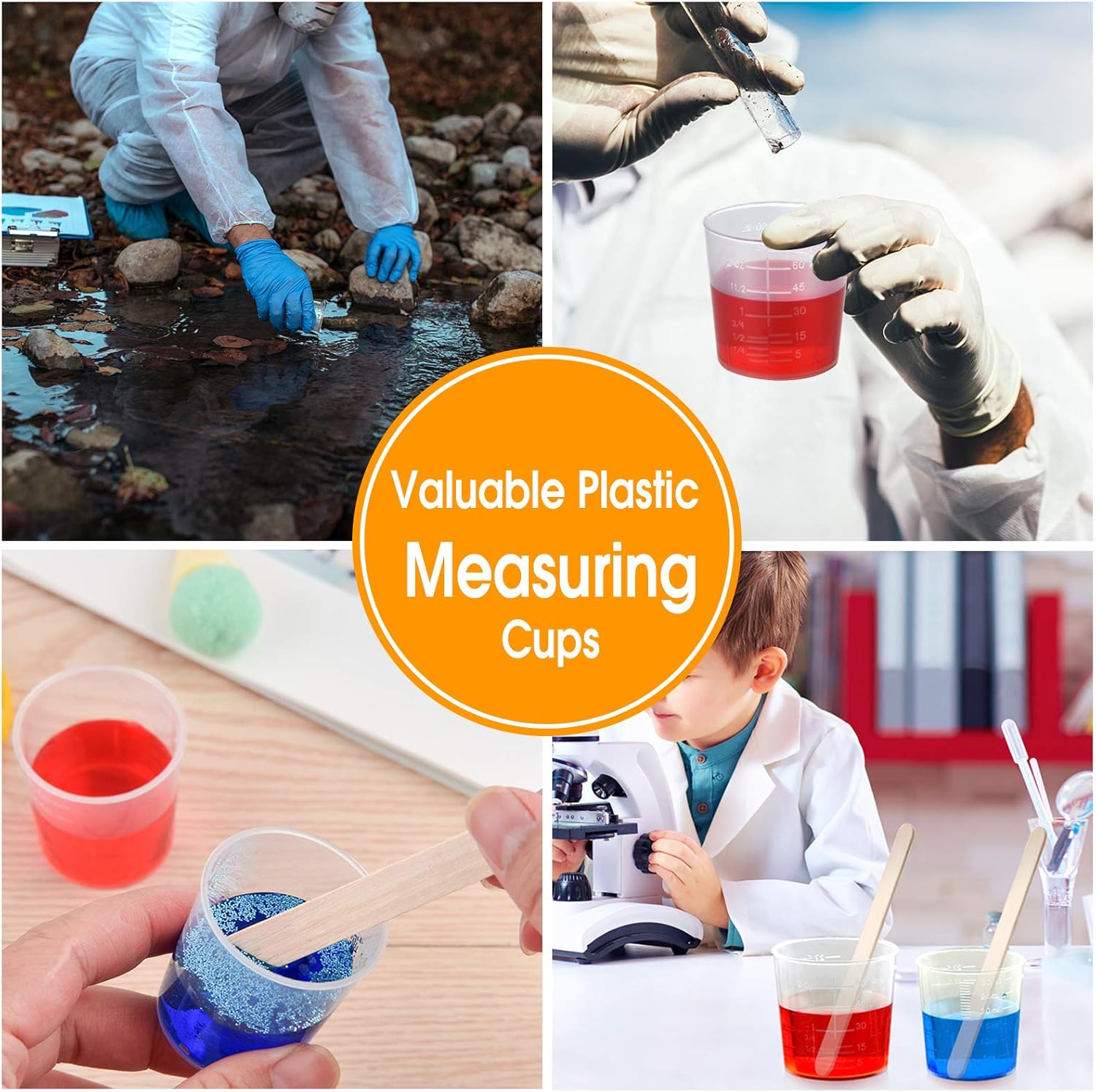 Coopay 50 Pack 60ml/2oz and 30ml/1oz Plastic Graduated Cups Transparent Scale Clear Epoxy Mixing Cup with 50 Pack Wooden Stirring Sticks for Resin, Epoxy, Stain, Mixing Paint - TrendyLookz