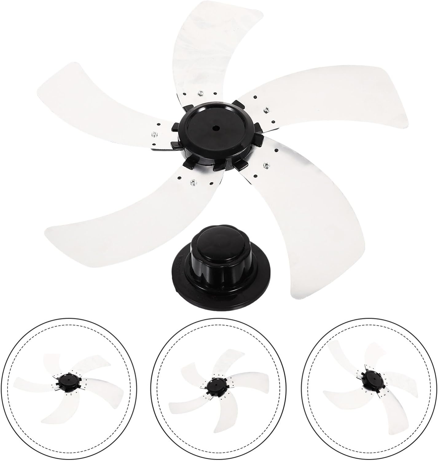 MAGICLULU Round Bore Fan Blade 5 Leaves Replacement Electric Fan Leaves 18 Inch Metal Fan Blades Replacement with Nut Cover Pedestal Fan Table Fanner Replacement Part for Home