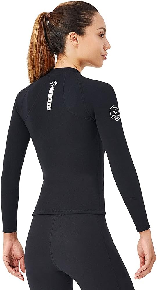 Wetsuit Top Women Men 2MM Neoprene Wetsuit Jacket Long Sleeve Diving Surfing Top, 3MM 1.5MM Wetsuits Shirt Vest Scuba Swimming Snorkeling Suit Swimsuit Warm Front Zip for Water Sports