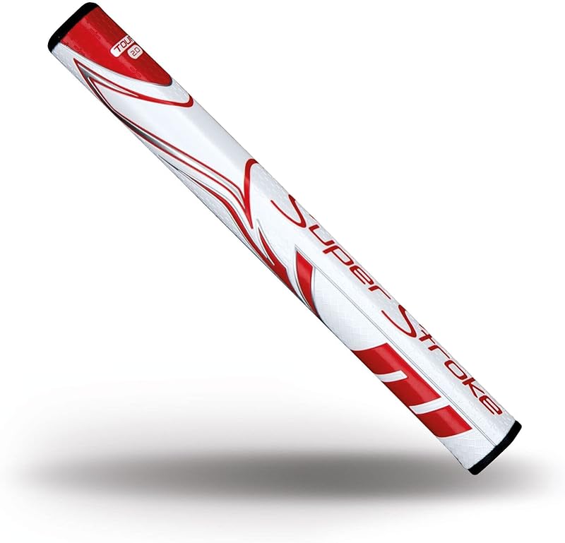SuperStroke Zenergy Tour 2.0 Golf Putter Grip with No Taper Enhanced SPYNE Technology, New Multi-Zone Texturing and Tech-Port, Pink/White