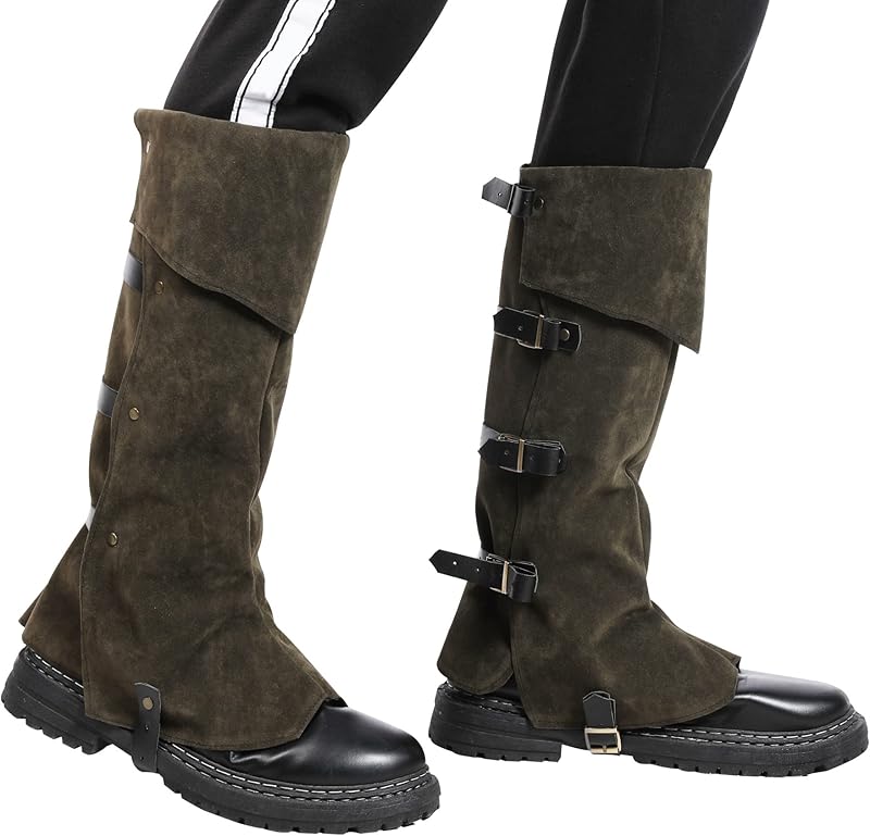 Pirate Boots Covers Medieval Renaissance Steampunk Boots Covers Tops with Studs for Halloween Costume
