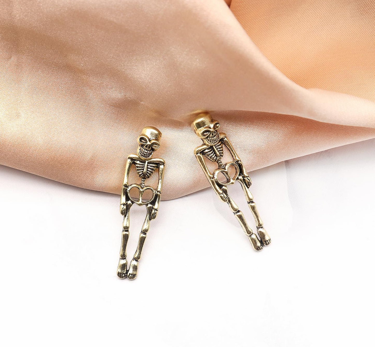 Halloween Earrings Gothic Skeleton Unique Earrings Punk Human Skull Funny Earrings Ghost Groom Bride Front Back Stud Earrings for Women