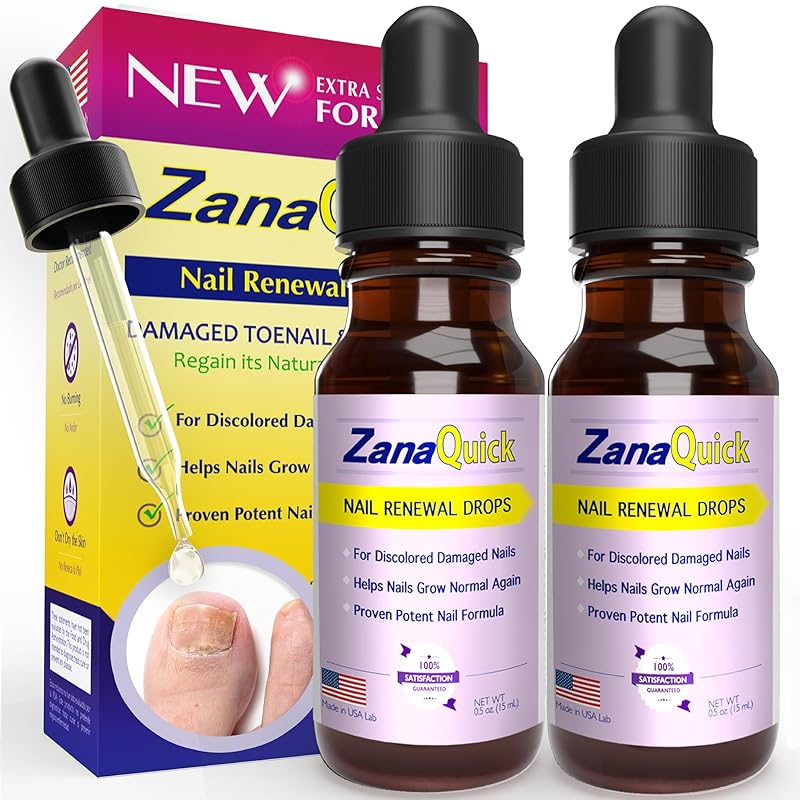 ZanaQuick Extra Strength Toenail & Fingernail Repair Drops - Nail Care Renewal for Thick, Damaged & Discolored Nails - 2 Pack