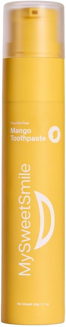 MySweetSmile Mango Flavoured Toothpaste - Fluoride Free Formula - Kid-Friendly Toothpaste - Deep Cleaning - Cavity Protection - Juicy Mango Flavour - 60g