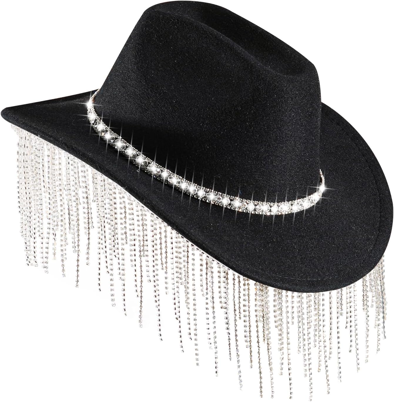 Womens Cowboy Hat Rhinestone Hat Western Cowgirl Hat Wide Brim Diamond-Glitter Size:Medium-Large