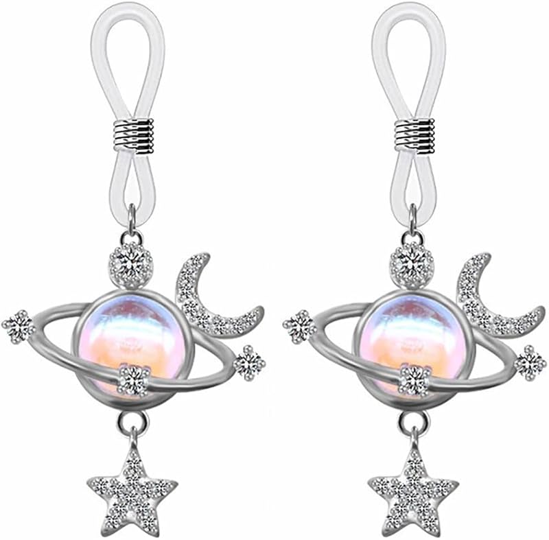 Non Piercing Nipple Rings Nipple Noose Fake Nipple Jewelry Adjustable Fake Nipplerings Non Pierced Body Jewelry for Women (Heart(Silver))
