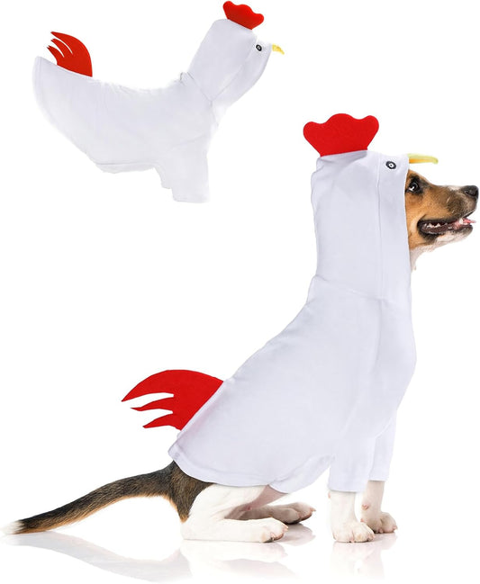 DELIFUR Dog Halloween Chicken Costume - Dog Thanksgiving Hoodies for Small Medium Pet Cute Animal Clothes Cosplay Sweatshirt for Boston Terrier (Chicken, Large)