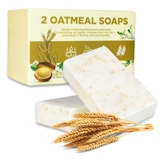 Princess Belle Oatmeal Bar Soap, Exfoliating and Moisturizing Bar Soap for Dirt, Natural Soap Bar for Face and Body, Suitable for All Types Skin, 2 Pack