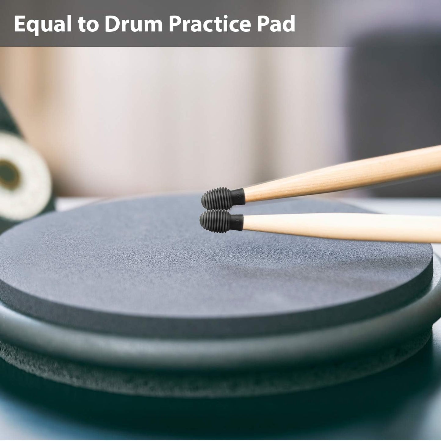 Frienda 8 Pieces Drum Stick Silent Tip Drum Quiet Sticks Mute Dampener Accessory Rubber Practice Percussion Tips Replacement Practice Tips(Black and Grey)