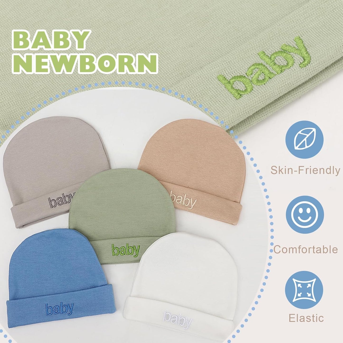 Newborn Baby Hats Mittens and Socks Set Cotton Infant Beanie Cap Socks Mittens for Newborn Baby Boy Girl 0-6 Month