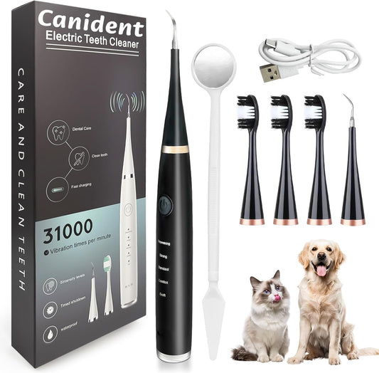 Canident - Sonic Tooth Cleaner for Dogs.Cat Dental Care, Electric Sonic Tooth Cleaner for Dogs, Pet Tartar Plaque Remover, Professional Dog Teeth Cleaning Tools (Black, Standard Size)