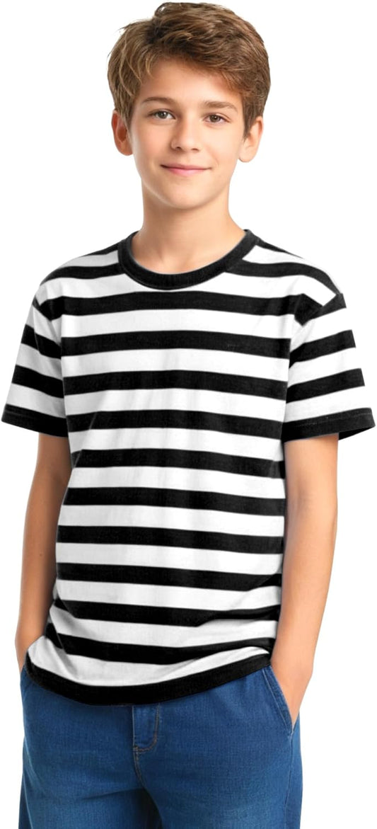 Boys Tshirt Striped, Short Sleeve Tee Shirts, Kids Crewneck T-Shirt Cotton Stripes Top