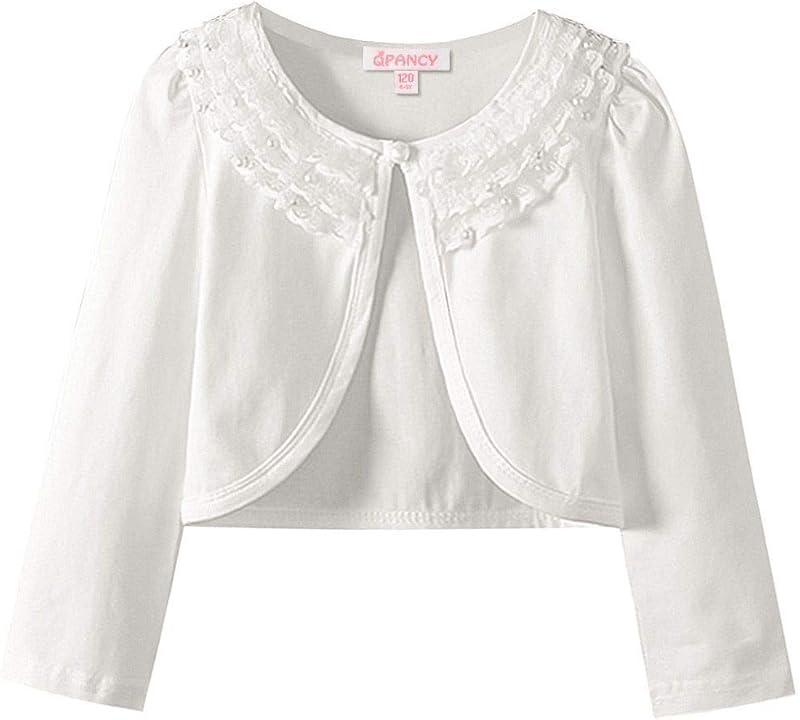 Girls Shrugs Lace Bolero Long Sleeve Cardigan Party Church Dress Cover Up
