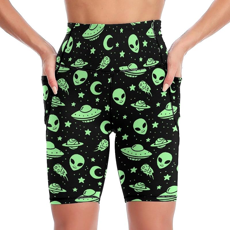 High Waist Workout Yoga Shorts for Women with Pockets Tummy Control Yoga Leggings Running Gym Biker Shorts