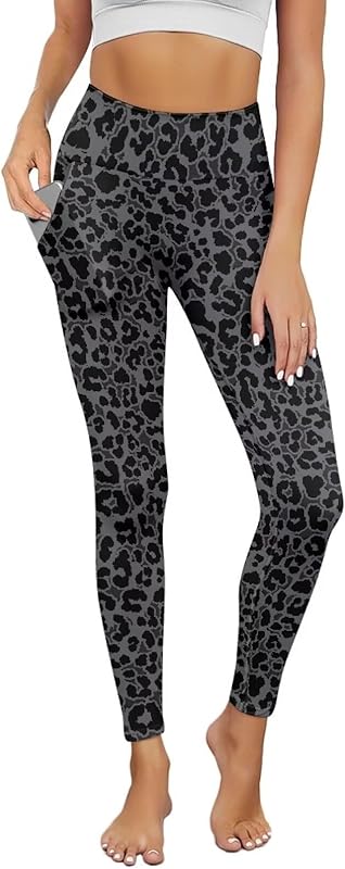 Poceacles Yoga Pants for Women with Pockets Full Length Workout Leggings High Waist Tummy Control Lounge Pants Activewear