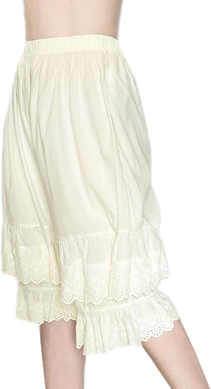 Vintage Lace Pettipants Slips Embroidery Flower Womens Lightweight Cotton Linen Bloomer Shorts Lounge Short Pants