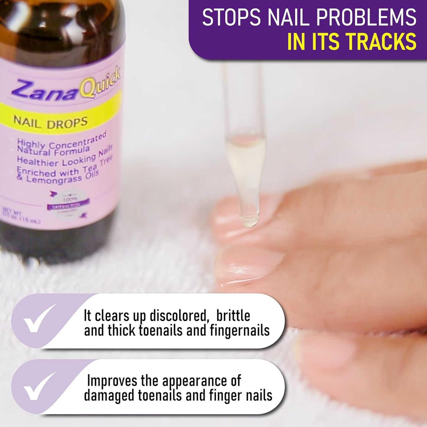 ZanaQuick Extra Strength Toenail & Fingernail Repair Drops - Nail Care Renewal for Thick, Damaged & Discolored Nails - 2 Pack