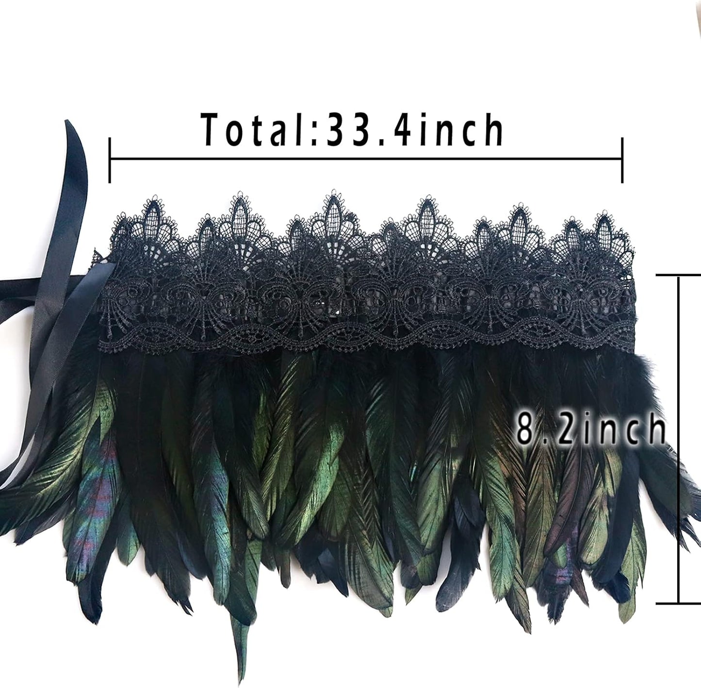 L'VOW Black Feather Shrug Cape Shoulder Wrap Lace Collar Halloween Costumes for Women