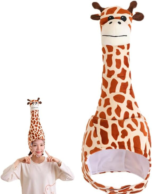 SAFIGLE Giraffe Hat：Giraffe Costume Hat Plush Animal Headwear for Adults and Kids - Cute and Funny Shape, Soft and Comfortable, Perfect for Parties, Cosplay, and Fun