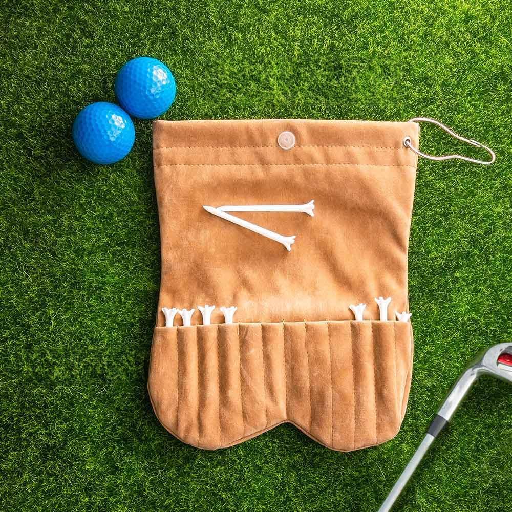 Personalized Golf Ball Bag Cartoon Character Flannel - Custom Name, Golf Accessory Bag with 2 Balls, Birthday Gift for Golfers