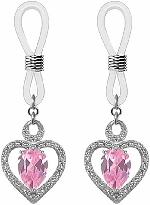 Non Piercing Nipple Rings Nipple Noose Fake Nipple Jewelry Adjustable Fake Nipplerings Non Pierced Body Jewelry for Women (Heart(Silver))