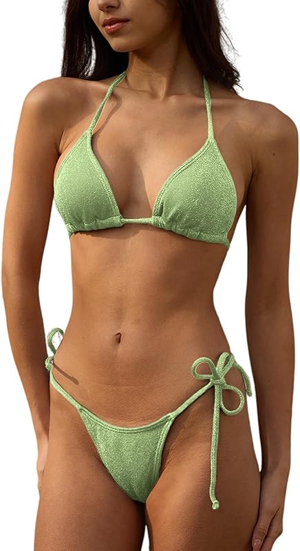 Bikini Sets Women Thongs Cheeky Two Piece Swimsuit Sexy Swimwear Triangle Cute Bathing Suit String