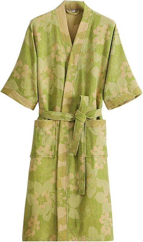 PRINCESS BRIDE 3/4 Sleeve Close Skin Cotton Gauze Summer Breathable Soft Pajamas Spa Bath Quick Dry Robe for Couples