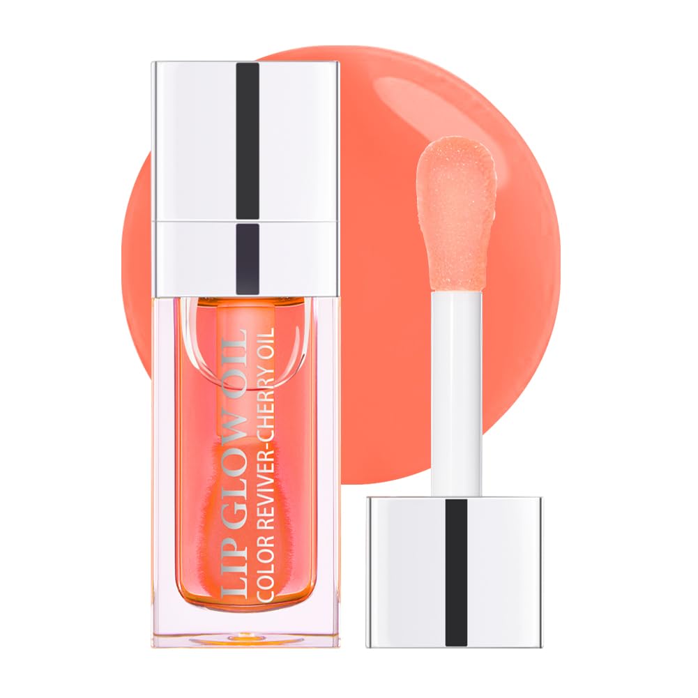 Hydrating Lip Glow Oil, Plumping Lip Oil, Tinted Lip Balm Lip Care, Transparent Toot Lip Oil, Moisturizing Lip Gloss, Non-Sticky Long Lasting Lip Oil Gloss, Lip Plumper Gloss (Pink)