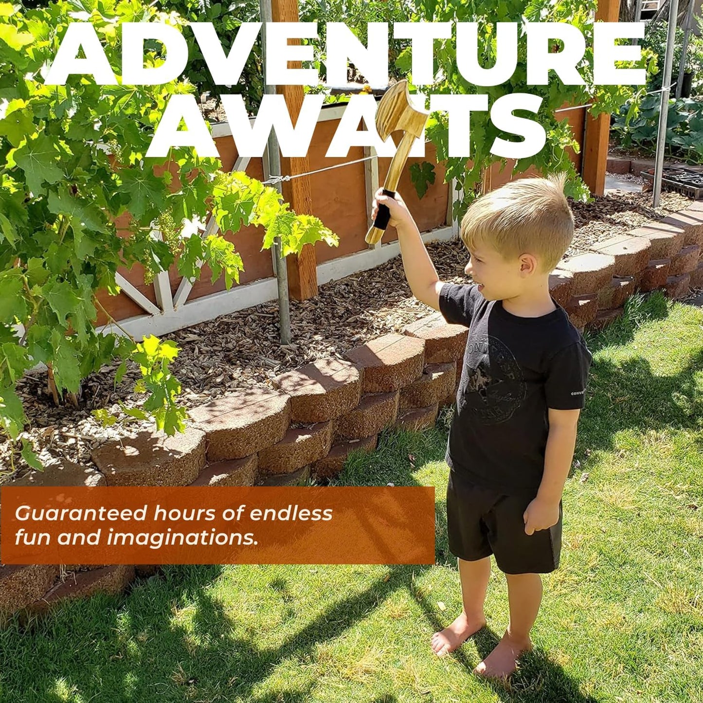 Adventure Awaits! - 2-Pack - Wooden Toy Axe Hatchet - Handmade - Lightweight Wood Toy Hatchet Set for Outdoor Play
