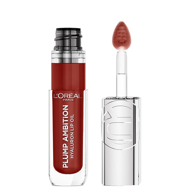 L'Oreal Paris Plump Ambition Hyaluron Lip Oil, 24 HR Lip Gloss with Hyaluronic Acid, Volumizing Formula with Glass-Like Shine, Cristal Clear 101, 0.16 Fl Oz
