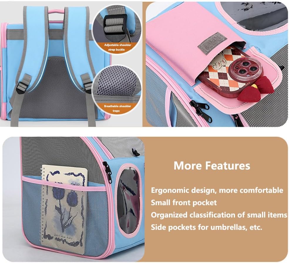 Cat Dog Carrier Backpacks,Pet Backpack Carrier, Bubble Backpack Pet Carriers with Breathable Mesh for Cats Small Dogs Puppies Animals for Travel, Hiking, Camping or Outdoor Use (Pink)