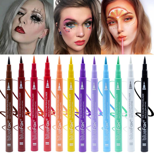 Colorful Eyeliner Kit, Waterproof Liquid Eyeliner, Neon Makeup, 12pcs