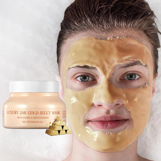 Jelly Masks Powder for Facials Professional,Hydrating Gel Powder For Facial Mask,Jelly Mask Peel-Off Face Mask for Women,Moisturizing Jelly Mask for Face Skincare,8.8 Oz（24K Gold