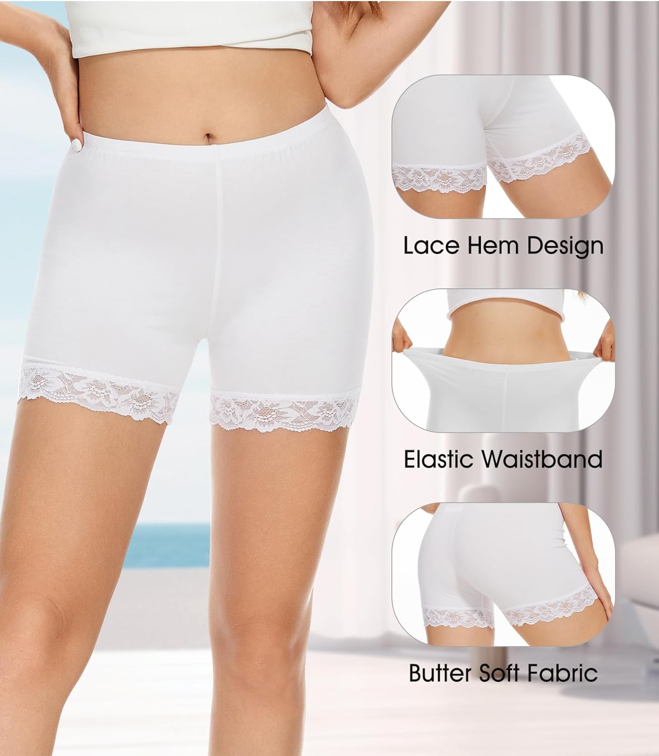MANCYFIT Women's Anti-Chafing Lace Biker Shorts for Under Dresses and Skirts