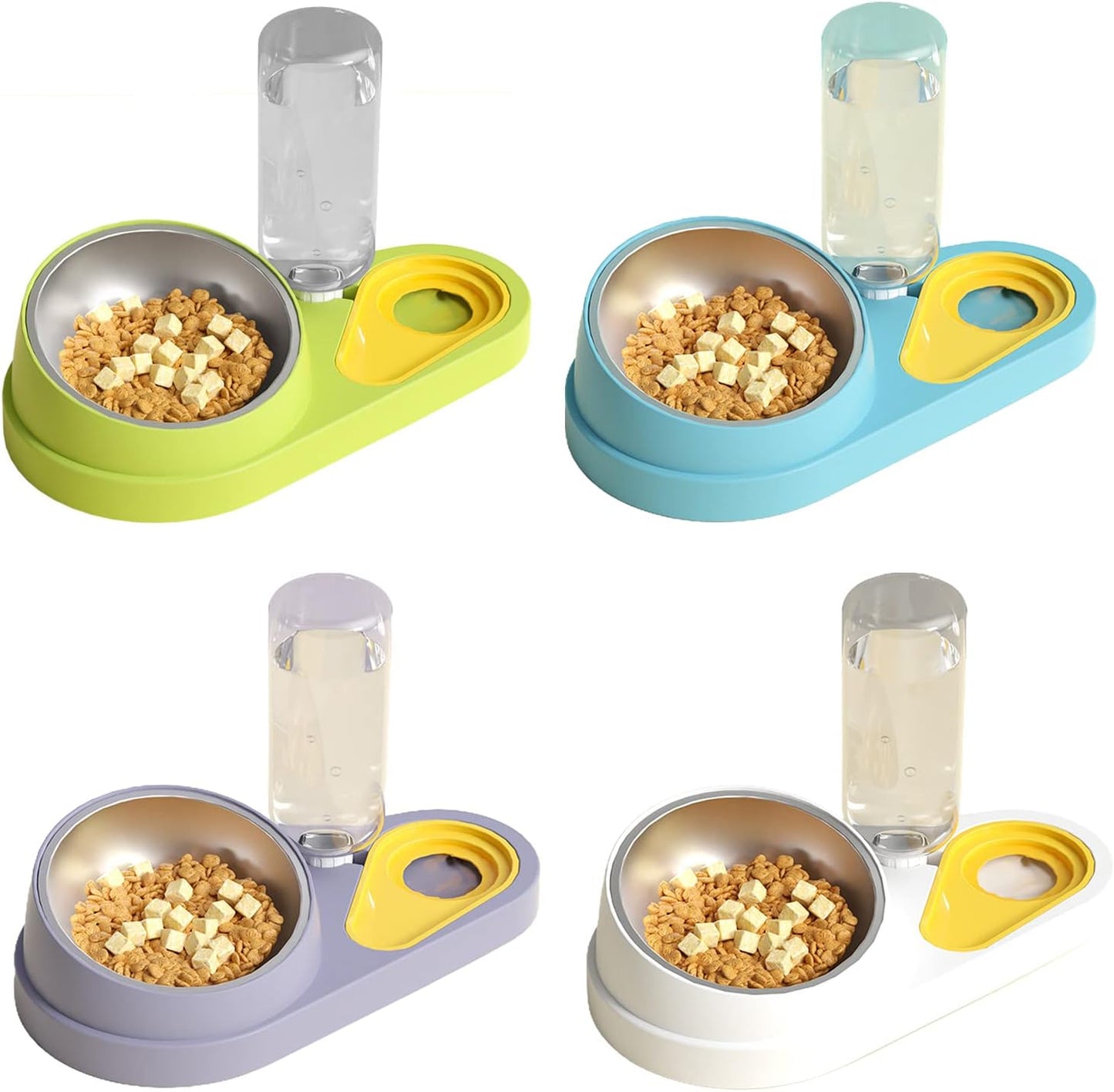 Dog Feeder Set Tilted Postures Cats Food Bowl Anti-Vomiting Raised Bowls with Water Dispenser Bottle Easy to