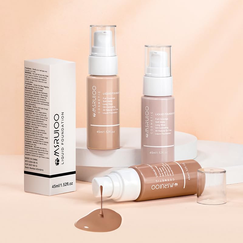 Liquid Foundation, Matte Finish, Weightless Full Coverage, Oil-Free, Non-Comedogenic, 1.52 fl oz (M006, 1pc)