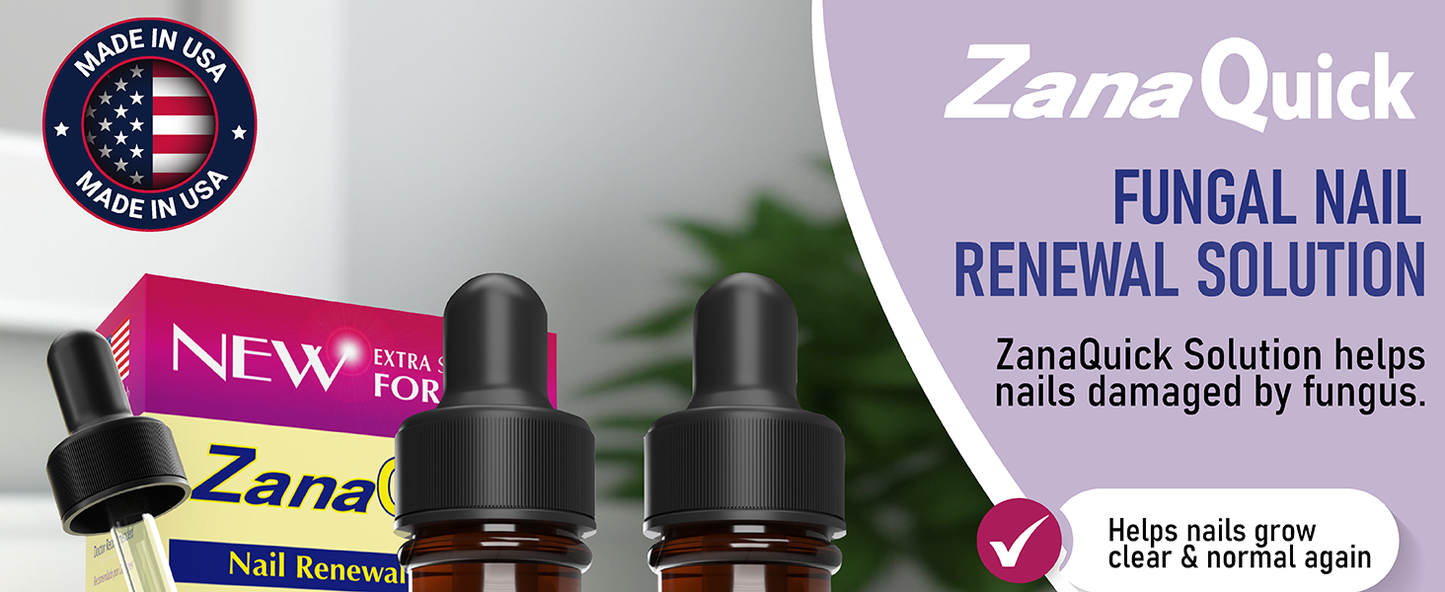 ZanaQuick Extra Strength Toenail & Fingernail Repair Drops - Nail Care Renewal for Thick, Damaged & Discolored Nails - 2 Pack