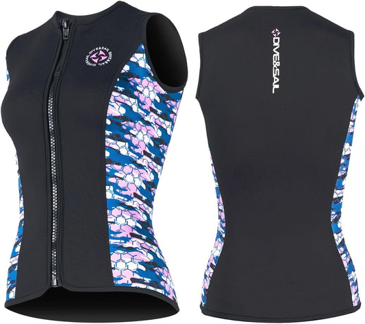 Wetsuit Top Men Women Wetsuit Vest 3mm Neoprene Front Zip Sleeveless Wet Suit Tops Jacket Diving Vest Swimming Canoeing Surfing