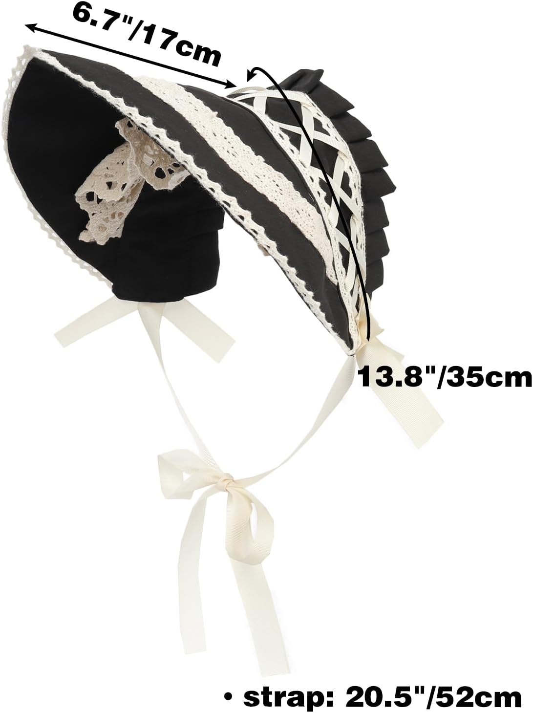 FURPHI Victorian Bonnet Colonial Hat with Lace Tea Party Costume Sun Cap for Women