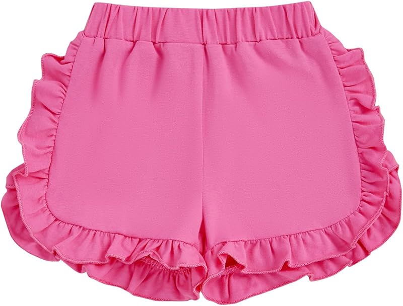 Toddler Baby Girl Ruffle Shorts Gingham Plaid/Solid Elastic Waist Shorts Pants Bottoms Casual Summer Outfit