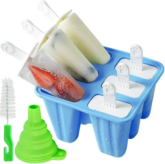 Popsicle Molds， 6 Pieces Silicone Ice Pop Models Popsicle Models Reusable Easy Release Ice Pop Maker (Dark Blue)