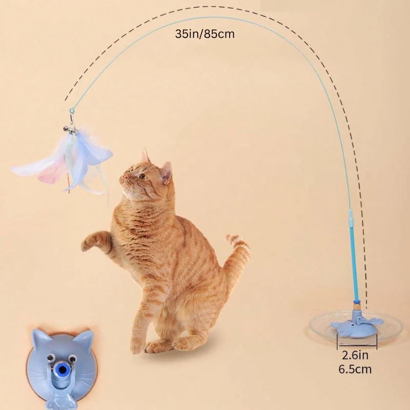 Puff Pet MeowMastery Toy, MeowMastery Cat Toy, Meow Mastery Teaser Wand - with 4 Types of Replacement Feathers, Interactive Cat Teaser, Exercise and Entertainment for Active Felines (Pink)