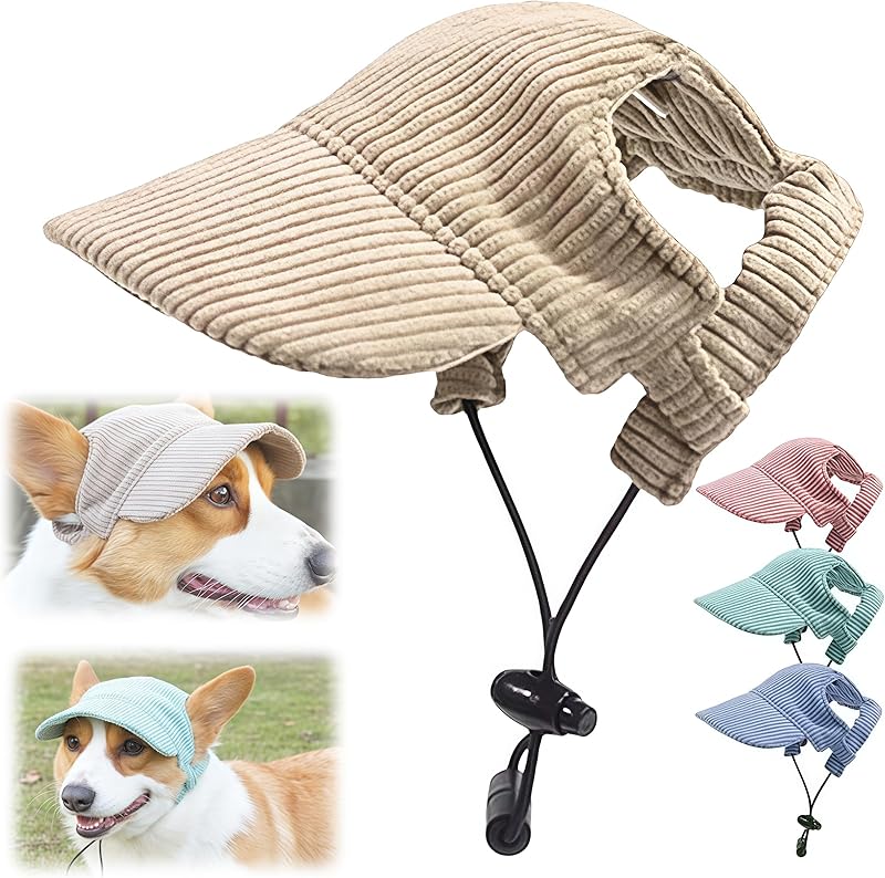 Dog Hat, 2025 Upgraded Hats for Dogs Cats Summer Beach Hat with Ear Holes, Adjustable Puppy Sun Bonnet Headdress (Pink, Large, Dog)