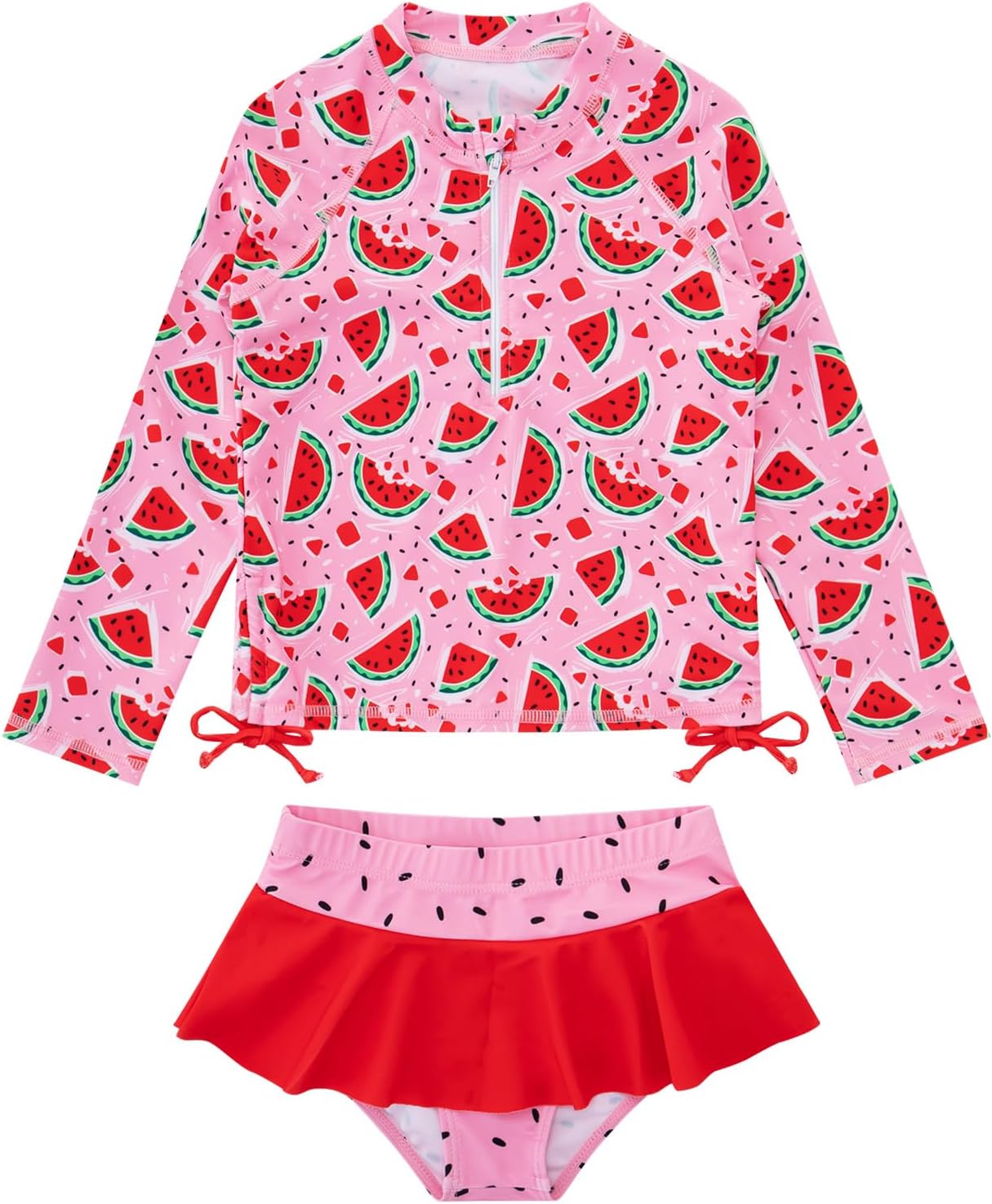 Vieille Toddler Girls Swimsuit 2 Piece Rash Guard Sets Long Sleeve Bathing Suit with UPF 50+ Sun Protection 2-6 Years