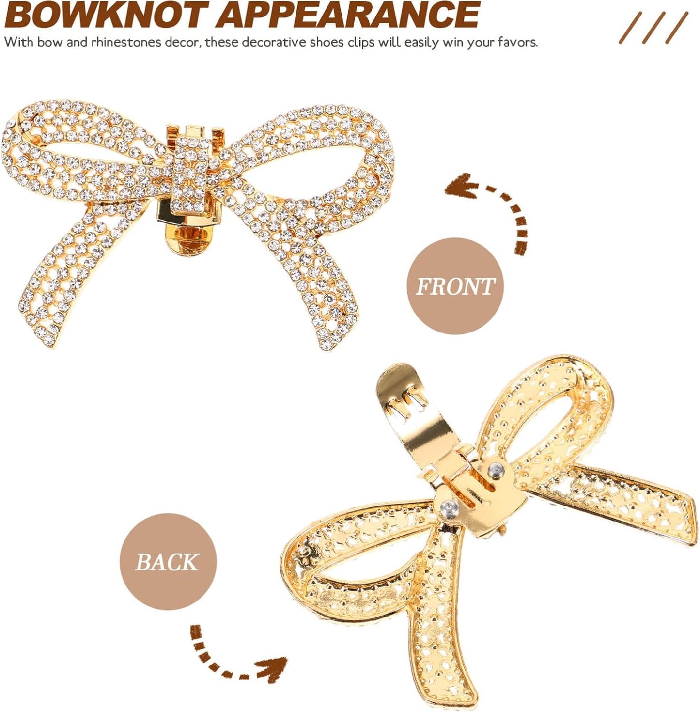 GALPADA Bow Shoe Clips: Satin and Rhinestone Elegant Jewelry - Removable Decorative Buckle for Women's Wedding Party Heels, Flats, Pumps