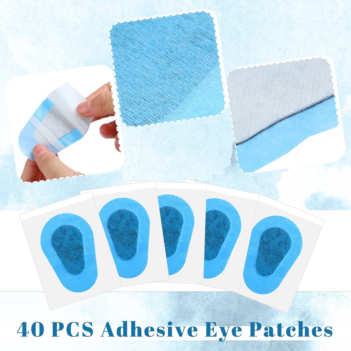 Panitay 40 Pcs Adhesive Eye Patchesfor Men Disposable Eye PatchesLatex Free Adhesive Bandages(3 x 2 Inch,Blue)